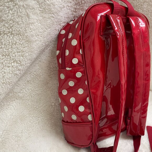 Cute Disney Minnie Mouse Shiny, Metalic Red Vinyl Kids Backpack - Picture 4 of 9